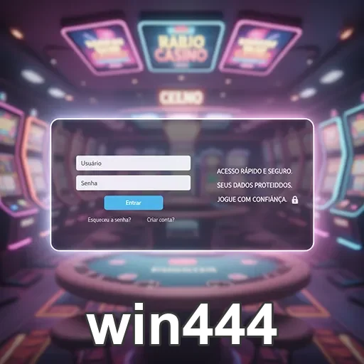 Tela de login do aplicativo win444 para acessar o cassino.