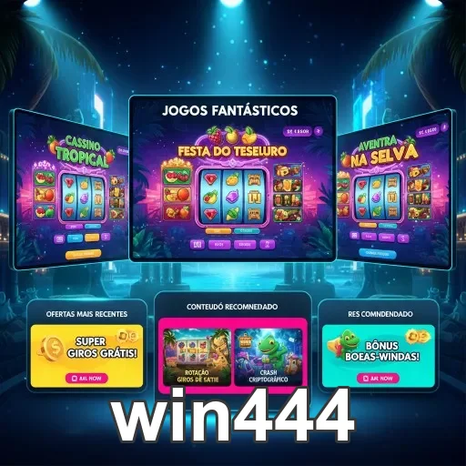 Interface do aplicativo win444 mostrando jogos móveis variados.