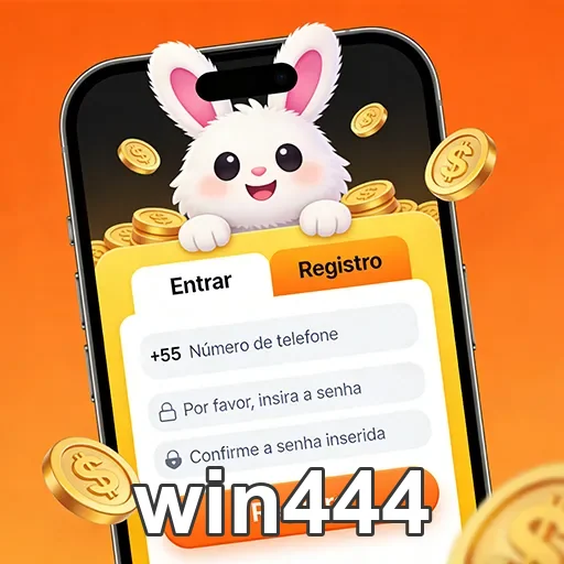 Tela de registro da win444 em celular com ícones atraentes.