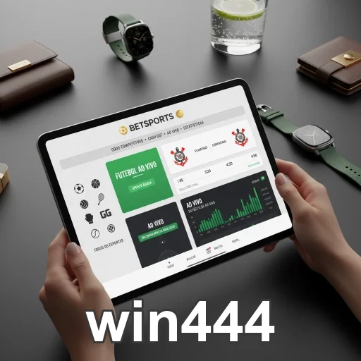 Usuário acessando a plataforma win444 em tablet.