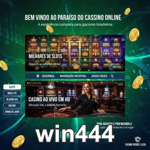 Tela inicial do cassino online win444 com jogos variados.