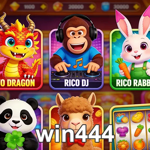 Personagens interativos do aplicativo da win444 em destaque.