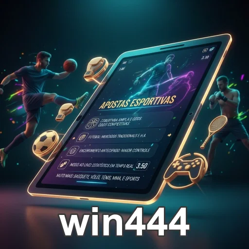 Aplicativo win444 mostrando apostas esportivas em tablet.