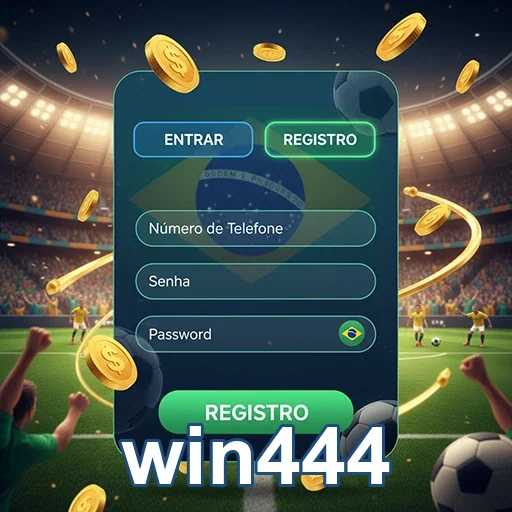 Interface do aplicativo cassino win444 em um smartphone