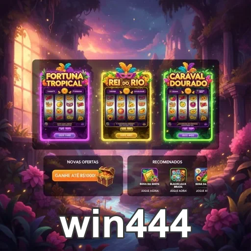 Tela inicial do aplicativo win444 com slots disponíveis.