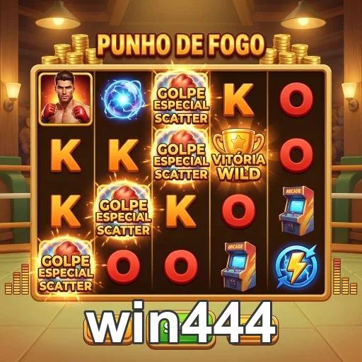 Slots 'Punho de Fogo' em win444 com símbolos especiais.