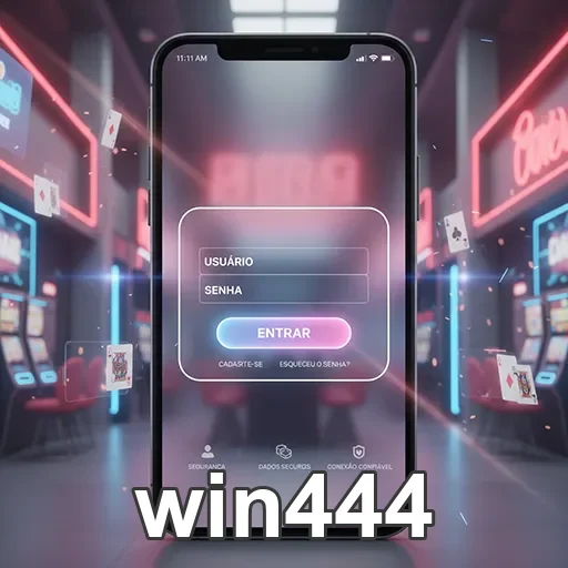 Tela de login do win444 com campo para usuário e senha.