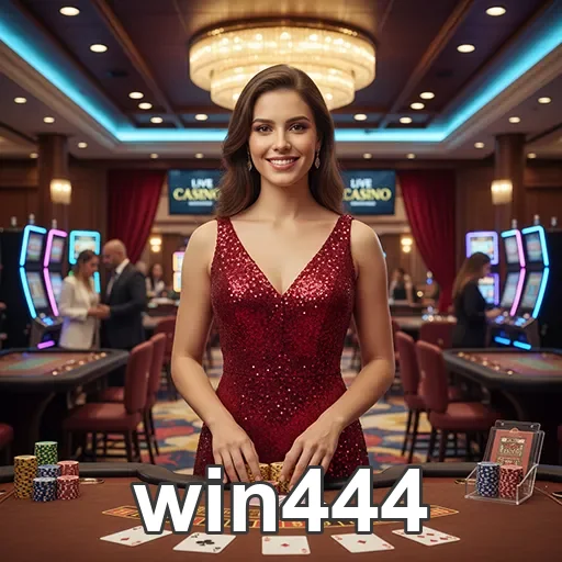 Imagem de uma mulher em ambiente de cassino no win444.
