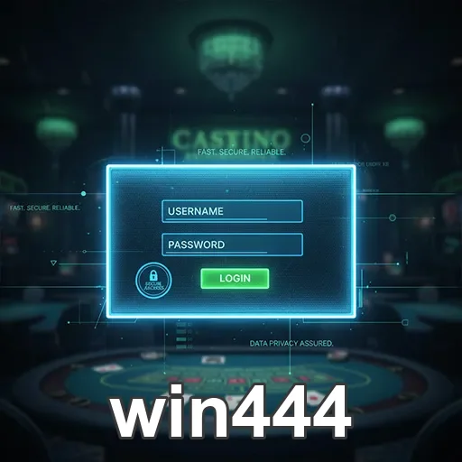 Tela de login do win444 destacando segurança e privacidade.