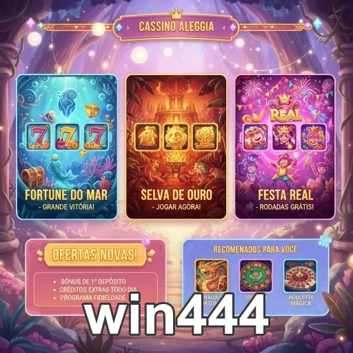 Imagem da plataforma win444 mostrando jogos VIP e promoções.