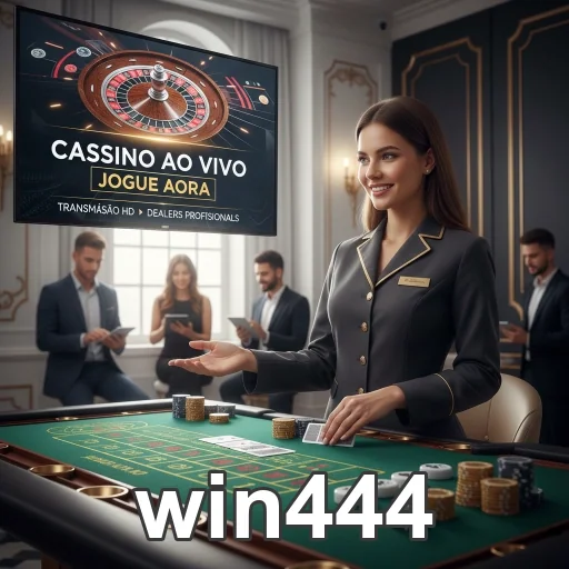Jogadora interagindo em cassino ao vivo no win444.