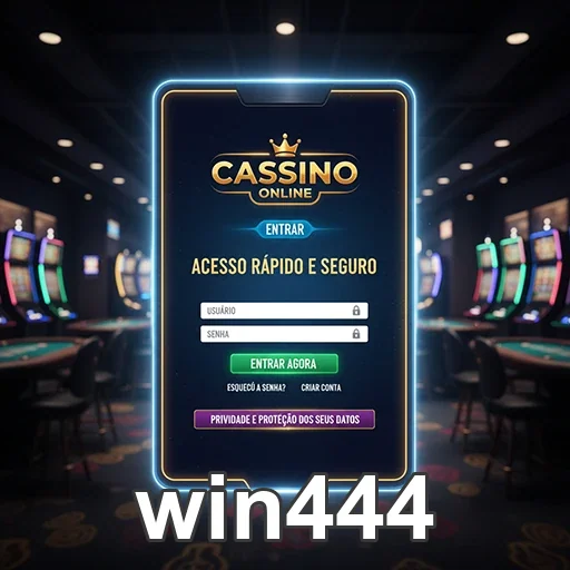 Tela inicial do cassino online da win444 em um celular.