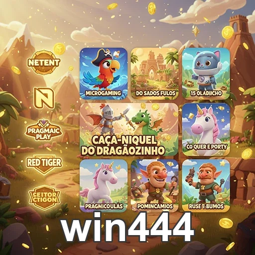 Interface do win444 com slots e opções de jogos acessíveis.