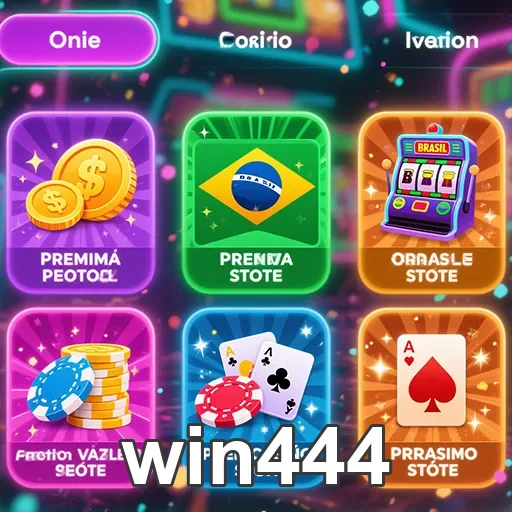 Ícones de jogos e suporte rápido no site win444.
