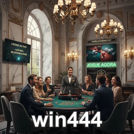 Croupiers profissionais em cassino ao vivo no win444.