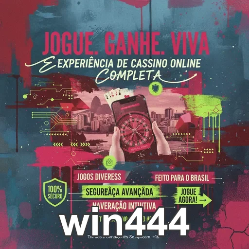 Imagem promocional do win444 destacando cassinos online.