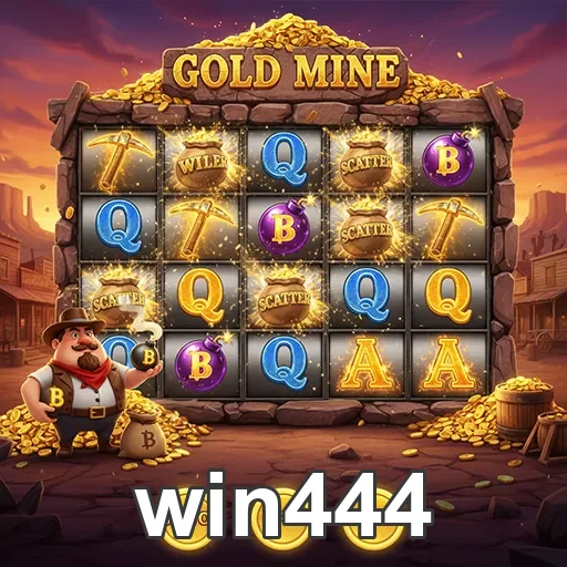 Imagem do jogo de slots Gold Mine da win444 com símbolos de bônus.