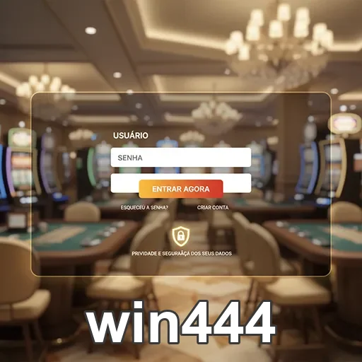 Tela de login do win444 em ambiente de cassino móvel.