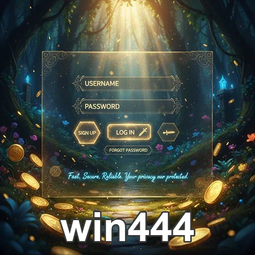 Tela de login do win444 destacando segurança e privacidade.