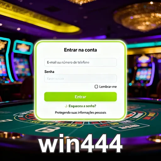 Tela de login da win444 com opções de acesso rápido.