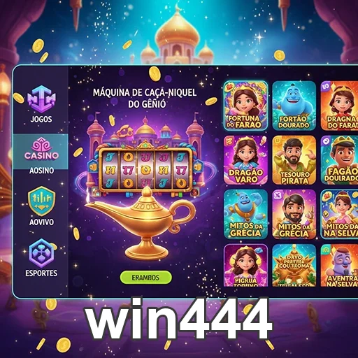 Máquina de caça-níquel do gênio em win444 com jogos diversos.