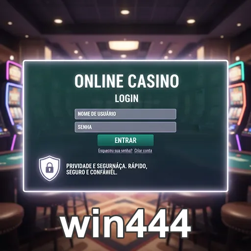 Tela de login da win444 para apostas em casino online.