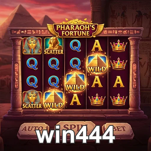tela de slot Pharaoh's Fortune da win444 com símbolos.
