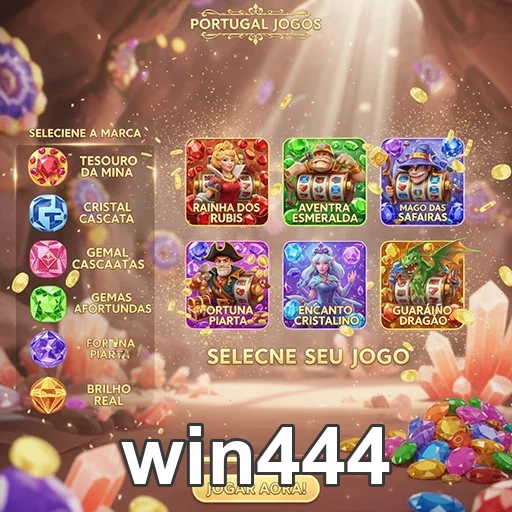 Interface do win444 com opções de jogos de slots populares.