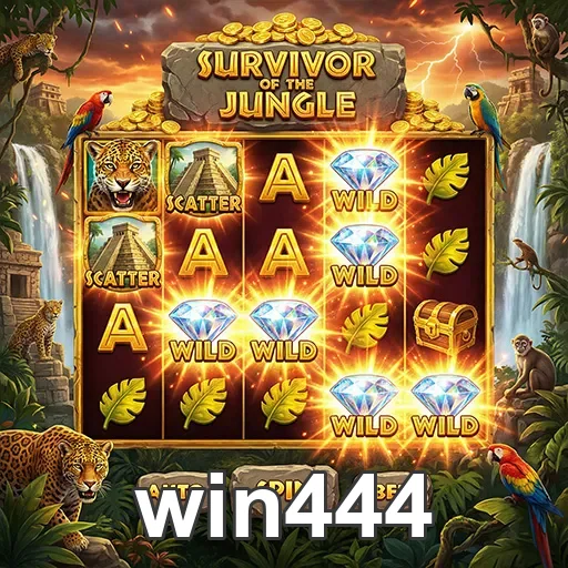 Interface de slots 'Survivor of the Jungle' na win444.